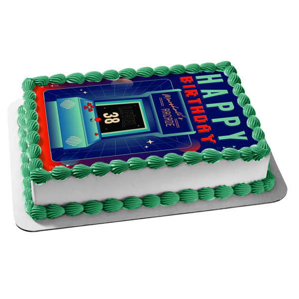 Retro Gaming Arcade Machine Edible Cake Topper Image ABPID56692