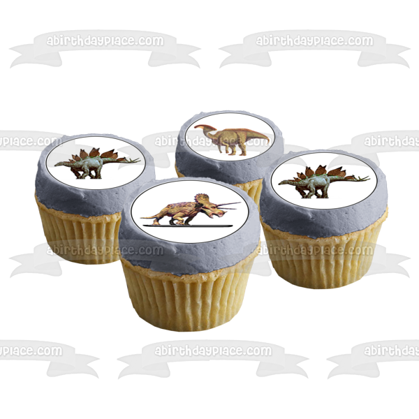 Dinosaurs Tyrannosaurus Rex Triceratops Stegosaurus Edible Cupcake Topper Images ABPID14798