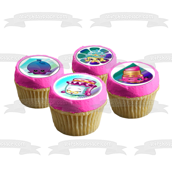 Shopkins Lippy Lips Cupcake Queen June Globo y Gran Jam Imágenes comestibles para cupcakes ABPID00997 