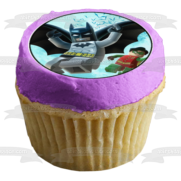 LEGO Batman Logo The Joker Batman and Robin Edible Cupcake Topper Images ABPID05004