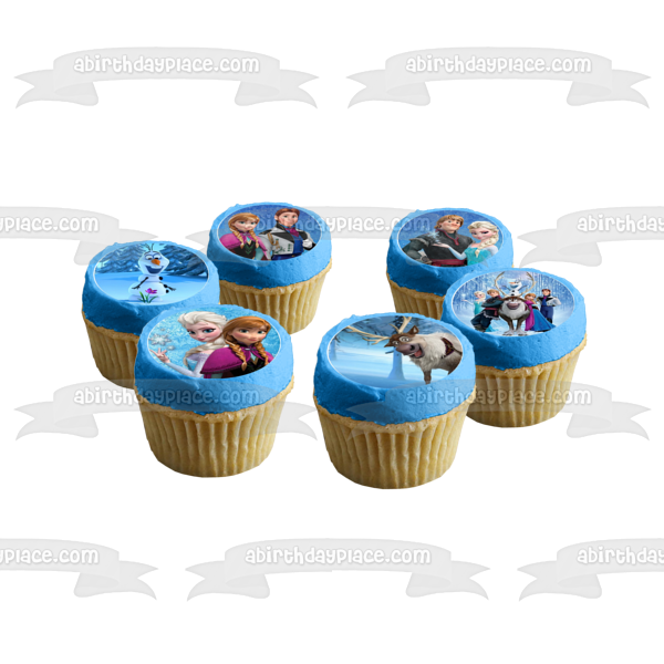 Frozen Anna Elsa Hans Olaf and Kristoff Edible Cupcake Topper Images ABPID05331