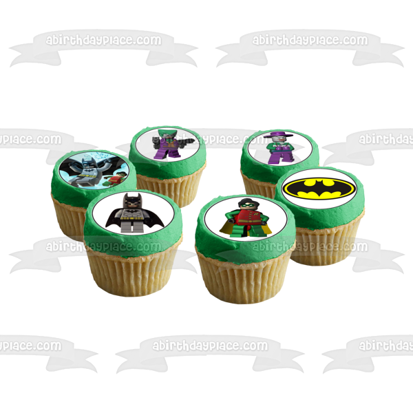 Imágenes de decoración comestible para cupcakes con el logotipo de LEGO Batman, el Joker y Robin, ABPID05400 