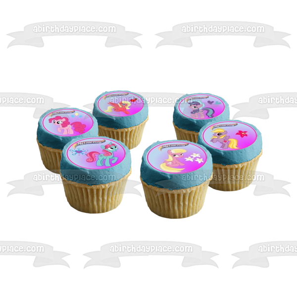 My Little Pony Equestria Girls Rainbow Dash Fluttershy Pinkie Pie Twilight Sparkle Rarity and Applejack Edible Cupcake Topper Images ABPID07926