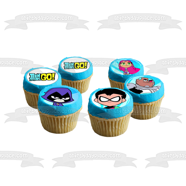 Teen Titans Go Beast Boy Starfire Robin Cyborg Raven Edible Cupcake Topper Images ABPID14813