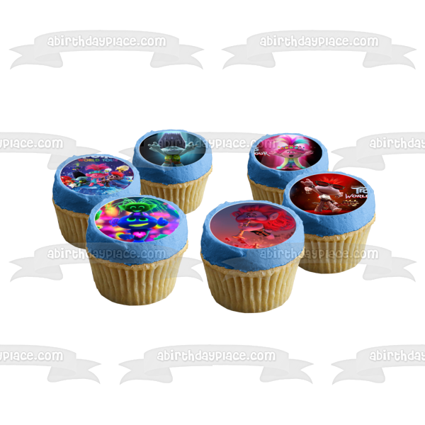 Trolls World Tour Poppy Branch Queen Barb Imágenes comestibles para cupcakes ABPID52059 