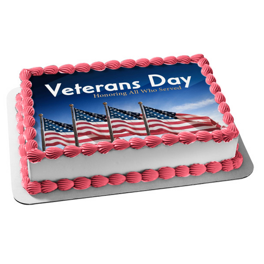 Decoración comestible para tarta del Día de los Veteranos en honor a todos los que sirvieron a la bandera estadounidense Imagen ABPID56762 