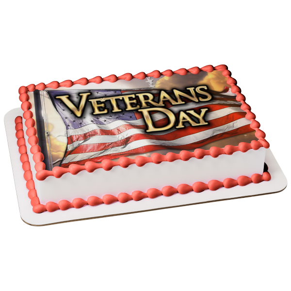 Feliz día de los veteranos, decoración comestible para tarta con la bandera estadounidense, imagen ABPID56765 