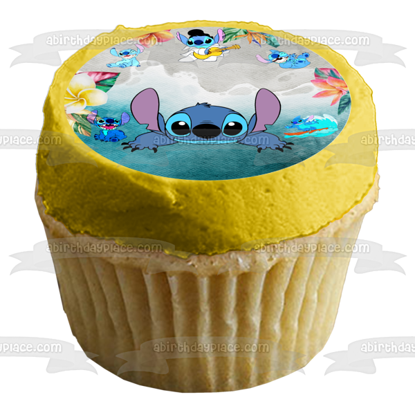 Imagen de decoración comestible para tarta de día de playa de Lilo y Stitch de Disney ABPID56769 