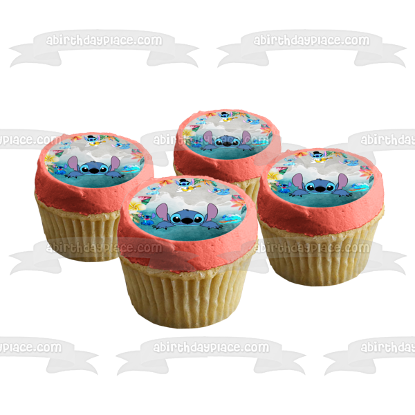 Imagen de decoración comestible para tarta de día de playa de Lilo y Stitch de Disney ABPID56769 