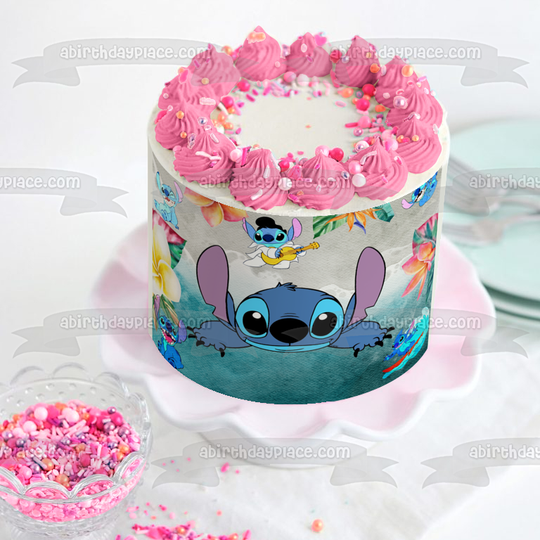 Imagen de decoración comestible para tarta de día de playa de Lilo y Stitch de Disney ABPID56769 