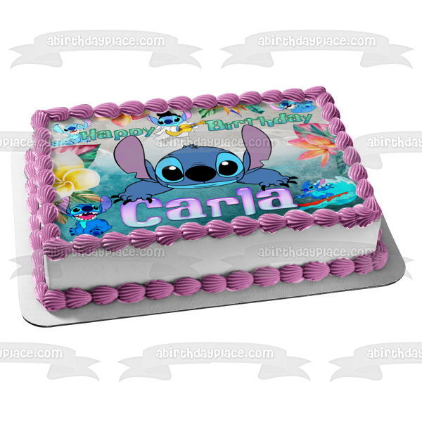 Imagen de decoración comestible para tarta de día de playa de Lilo y Stitch de Disney ABPID56769 