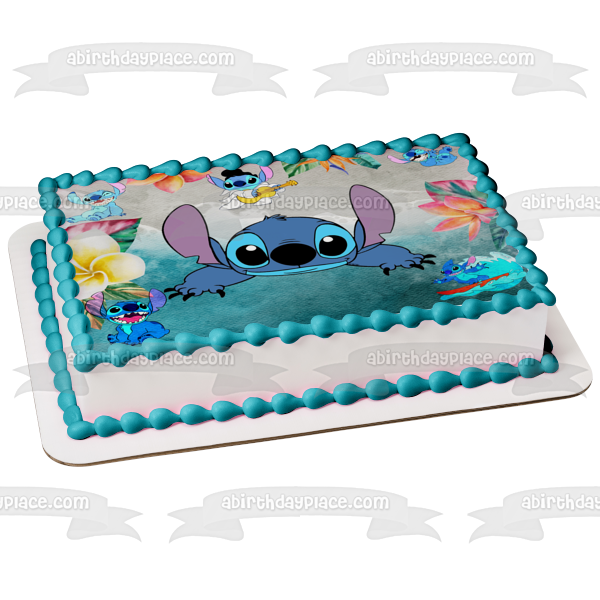 Imagen de decoración comestible para tarta de día de playa de Lilo y Stitch de Disney ABPID56769 