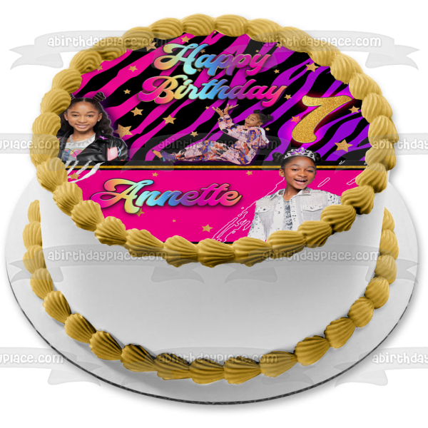 That Girl Lay Lay Zebra Rainbows Stars Nickelodeon TV Show Edible Cake Topper Imagen ABPID56778 