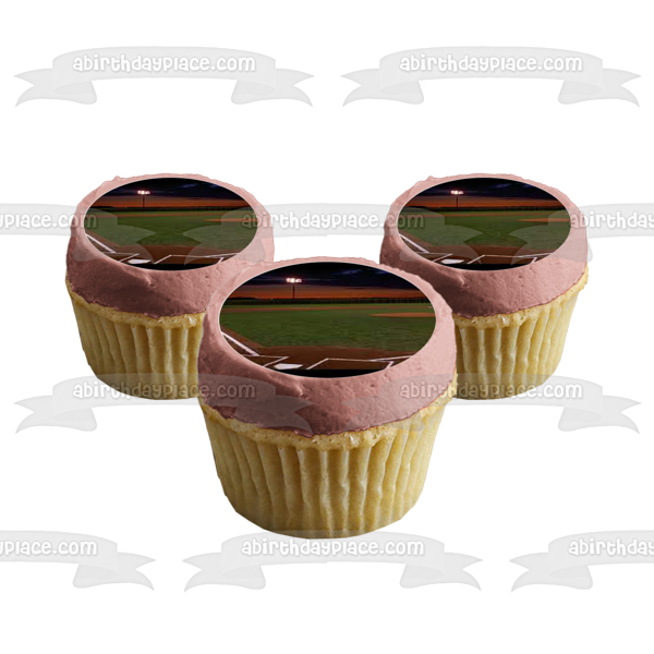 Baseball Field Sunset Home Plate Edible Cupcake Topper Images ABPID55717