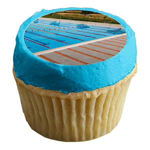 Imágenes de decoración comestible para cupcakes de piscina con carriles ABPID55751 