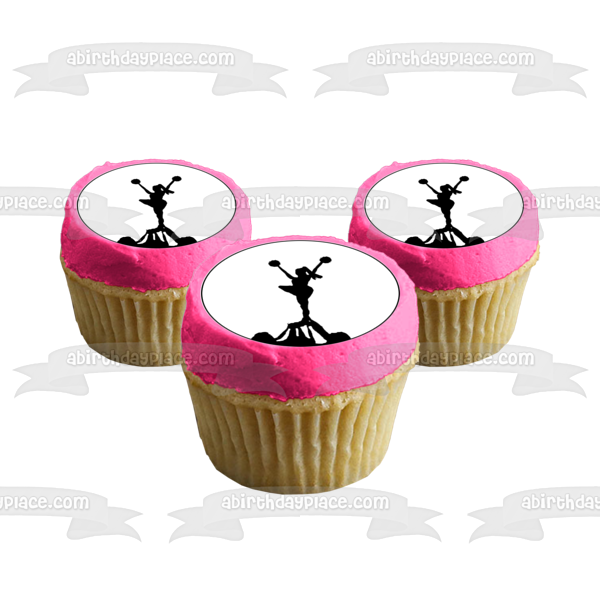 Cheerleading Tower Pyramid Action Silhouette Edible Cupcake Topper Images ABPID55860