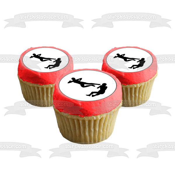 Wrestling Fighting Silhouettes Edible Cupcake Topper Images ABPID55861