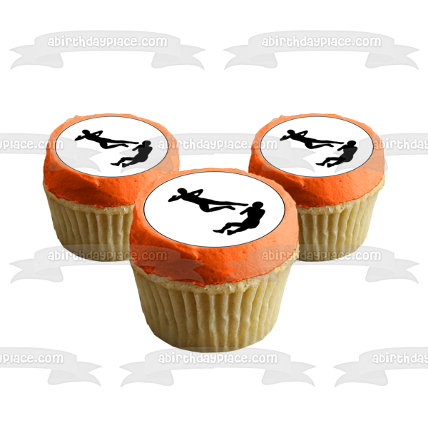 Kick Boxing Silhouette Edible Cupcake Topper Images ABPID55912