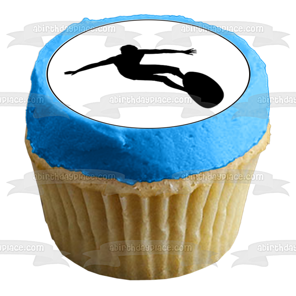 Surfing Sport Silhouette Edible Cupcake Topper Images ABPID55937