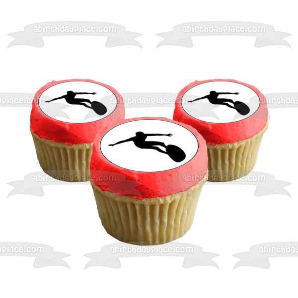 Surfing Sport Silhouette Edible Cupcake Topper Images ABPID55937