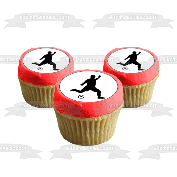 Imágenes de decoración comestible para cupcakes con silueta de patada de fútbol de hombre ABPID55945 