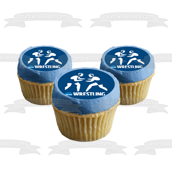 NCAA Wrestling Logo and Silhouettes Edible Cupcake Topper Images ABPID55985