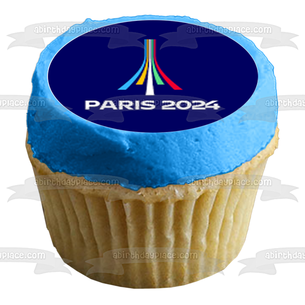 Imágenes de decoración comestible para cupcakes con el logotipo de los Juegos Olímpicos de Verano de París 2024 ABPID55991 