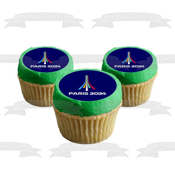 Imágenes de decoración comestible para cupcakes con el logotipo de los Juegos Olímpicos de Verano de París 2024 ABPID55991 