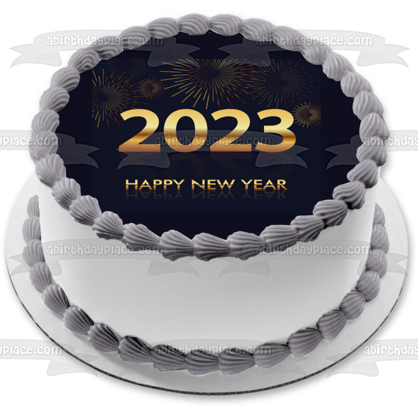 Feliz año nuevo 2023 Imagen comestible para decoración de tarta ABPID56805 