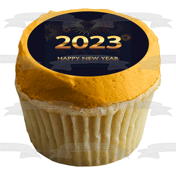 Feliz año nuevo 2023 Imagen comestible para decoración de tarta ABPID56805 