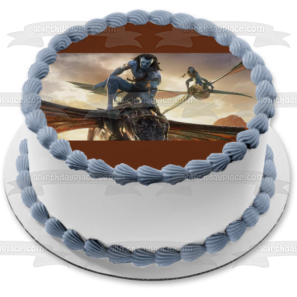 Avatar: The Way of Water Jake and Ney'Tiri Flying Edible Cake Topper Image ABPID56830