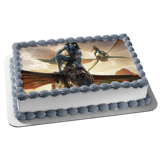 Avatar: The Way of Water Jake and Ney'Tiri Flying Edible Cake Topper Image ABPID56830