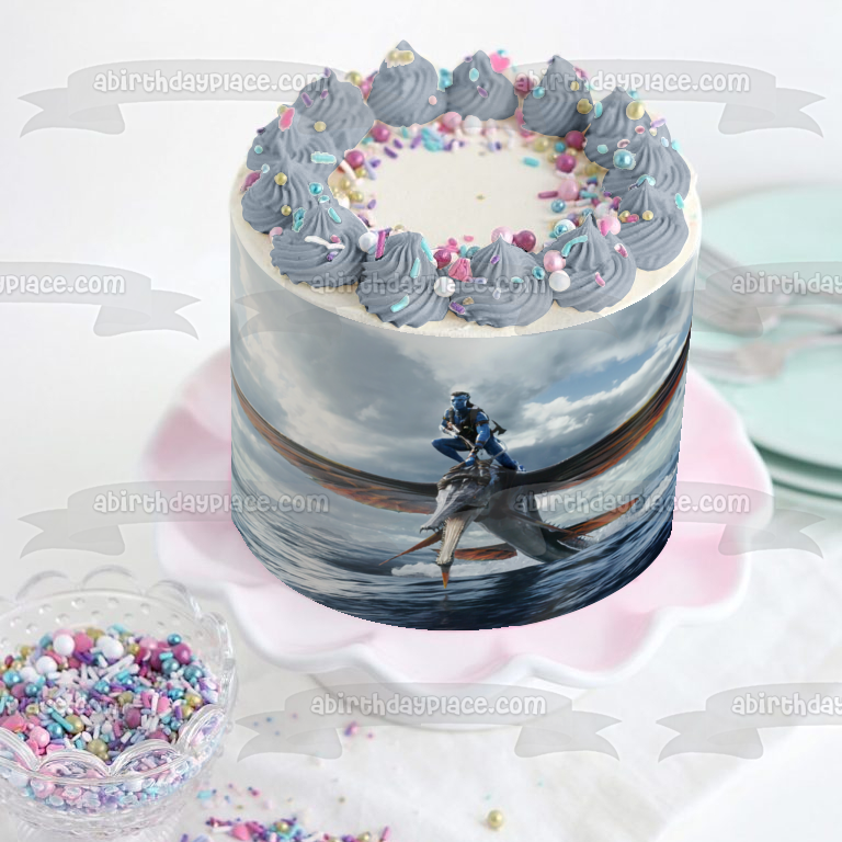 Avatar: The Way of Water Jake Flying Over the Water Edible Cake Topper Image ABPID56831