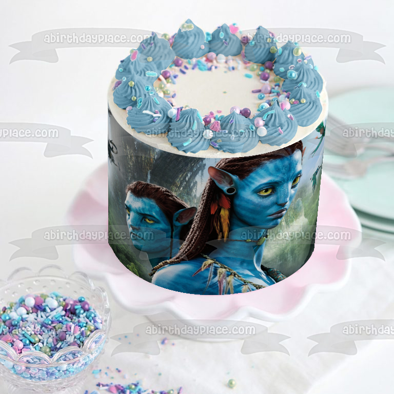 Avatar: The Way of Water Jake and Ney'Tiri Edible Cake Topper Image ABPID56838