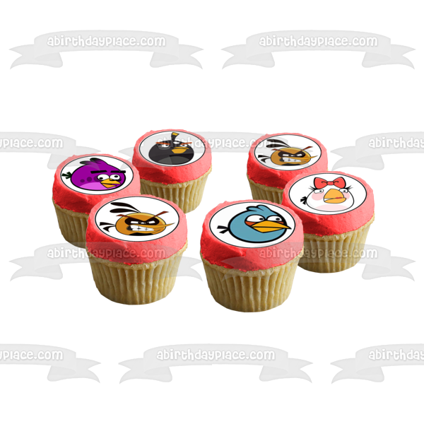 Angry Birds Red Pink the Blues Chuck Bomb Matilda Hal Stella y el pájaro morado Imágenes comestibles para cupcakes ABPID03640 