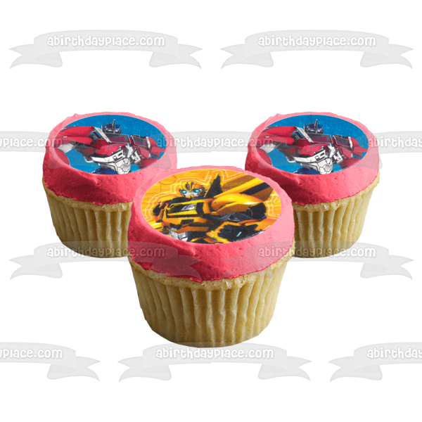 Imágenes de decoración comestible para cupcakes de Transformers Bumblebee y Optimus Prime ABPID03795 