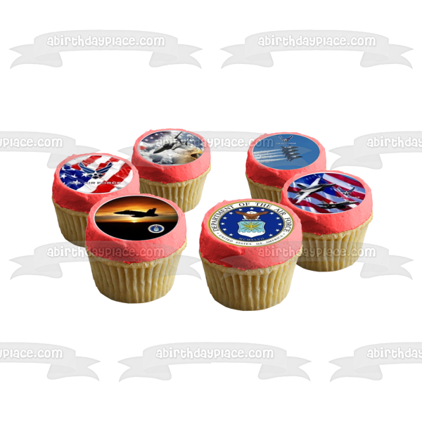 US Military Logos Air Force Planes and the American Flag Edible Cupcake Topper Images ABPID03850