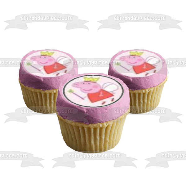 Peppa Pig Fairy Princess with a Crown Edible Cupcake Topper Images ABPID04122