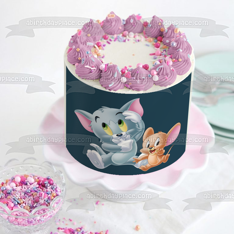 Baby Tom and Jerry Hanna and Barbera Cartoon Warner Bros Edible Cake Topper Image ABPID56842