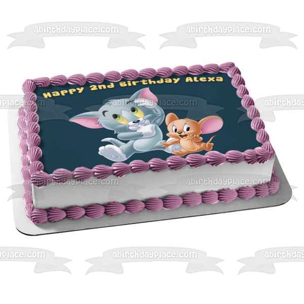 Baby Tom and Jerry Hanna and Barbera Cartoon Warner Bros Edible Cake Topper Image ABPID56842