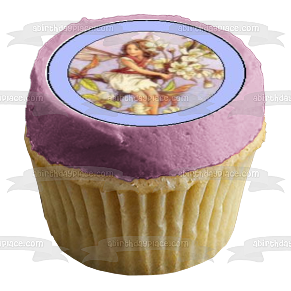 Fairies Flowers Blue White Purple and Pink Edible Cupcake Topper Images ABPID05806