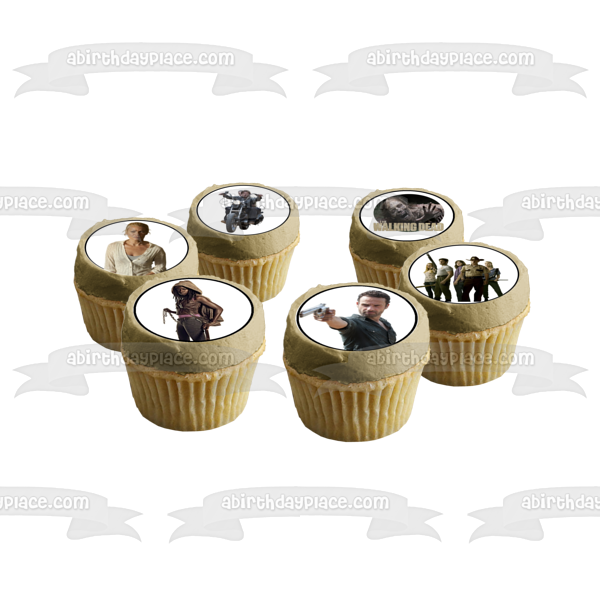 The Walking Dead Logo Daryl Leon Glenn and Carl Edible Cupcake Topper Images ABPID05808