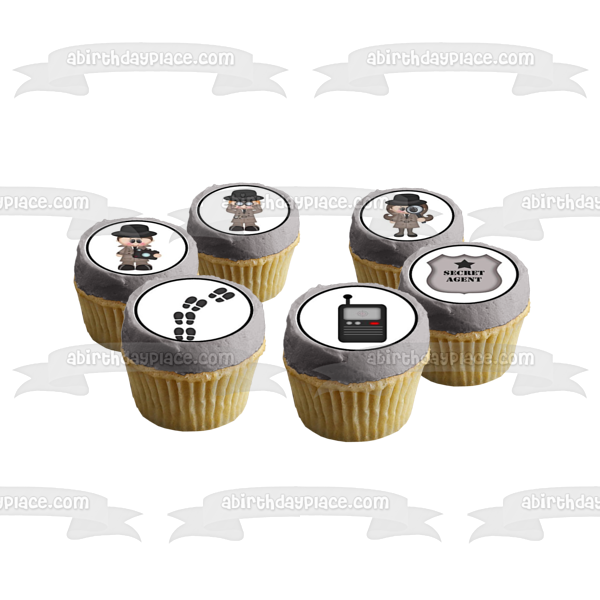 Private Investigator Secret Agent and Walkie Talkies Edible Cupcake Topper Images ABPID05936