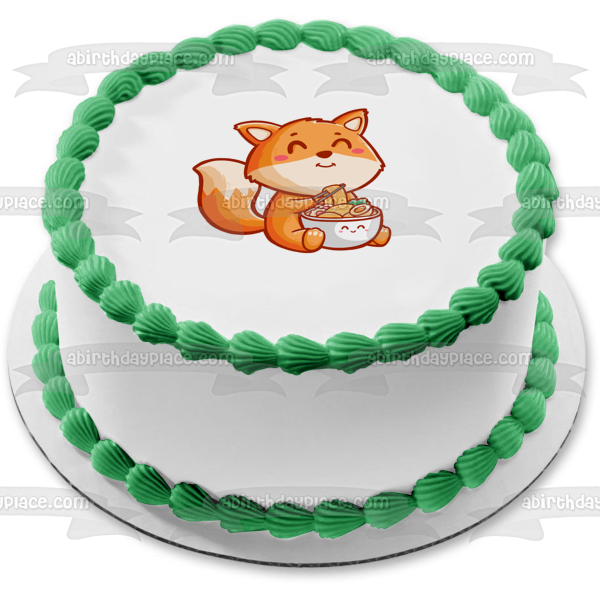 Kitsune Fox Ramen Noodle Oriental Anime Manga Illustration Cartoon Edible Cake Topper Image ABPID56850