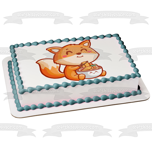 Kitsune Fox Ramen Noodle Oriental Anime Manga Illustration Cartoon Edible Cake Topper Image ABPID56850