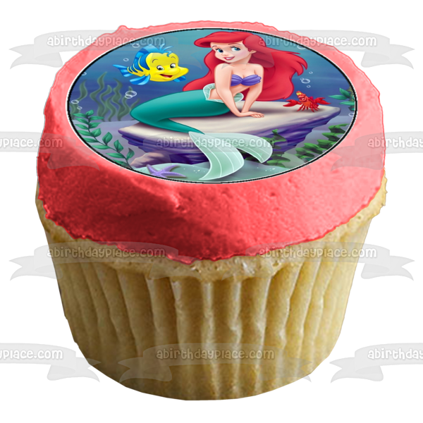 La Sirenita Ariel Flounder Rey Tritón y Sebastián Imágenes comestibles para cupcakes ABPID06610 