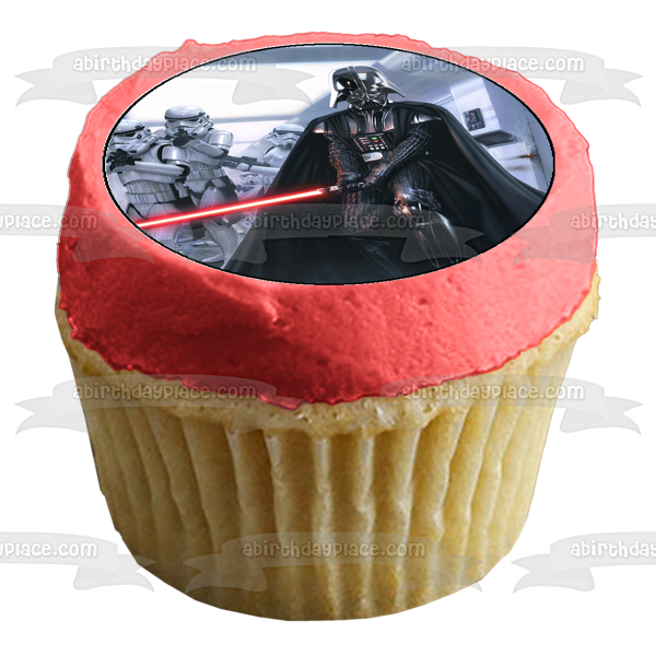 Logotipo de Star Wars Darth Vader Sable de luz y Storm Troopers Imágenes comestibles para cupcakes ABPID06773 