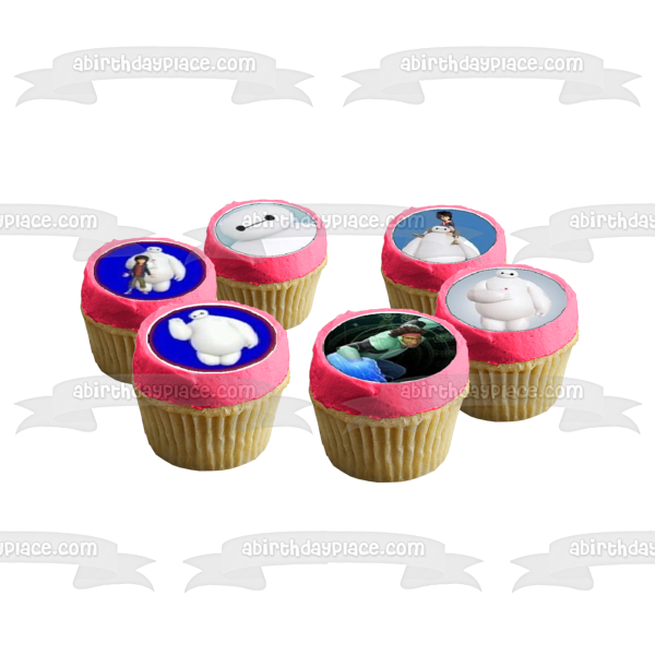 Big Hero 6 Logo Hiro Red Baymax White Baymax Go Go y Honey Lemon Edible Cupcake Topper Imágenes ABPID06978 