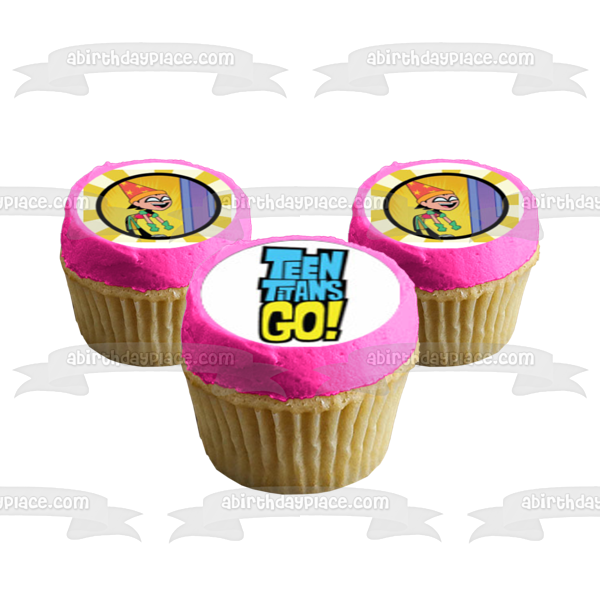 Teen Titans Go Logo Beast Boy Starfire Robin Cyborg y Raven Imágenes comestibles para cupcakes ABPID07022 