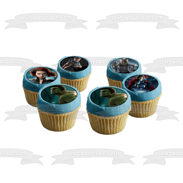 Avengers Captain America The Hulk Iron Man Thor and Black Widow Edible Cupcake Topper Images ABPID07070